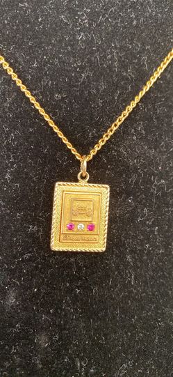 Vintage GM /12k Gold Filled Pendant With Diamond & Ruby 