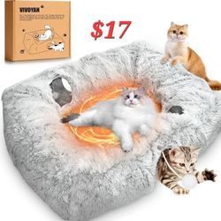 Cat Bed, Multifunctional Cat Tunnel Toy - XL Interactive Cat Play Tunnel with Climbing Holes and Thick Resting Mat, Ideal for Multi-Cat Homes