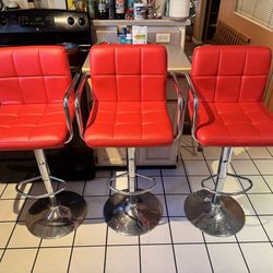 Red barstool chairs