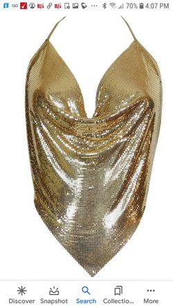 Rare gold Whiting & Davis metal mesh Halter top