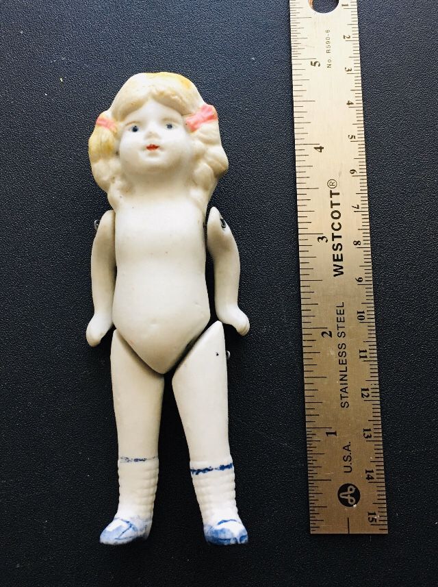 Antique Nippon Bisque Girl Doll (5”)