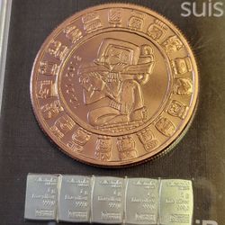 Stunning Copper Round + 5g VALCAMBI Silver Bars 