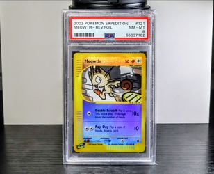 2002 Pokemon TCG Expedition Meowth 121/165 Reverse Holo PSA 8