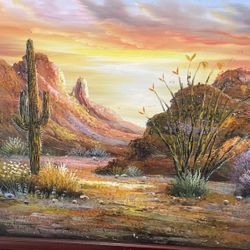 Hand Painted Desert  Art Frame