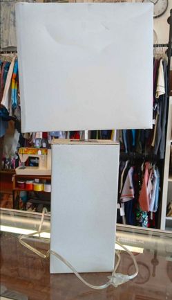 Modern White Faux Leather Table Lamp $14 OBO!