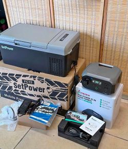Mobile Refrigerator/Freezer with 300 W Portable Power Station  for camping outdoor