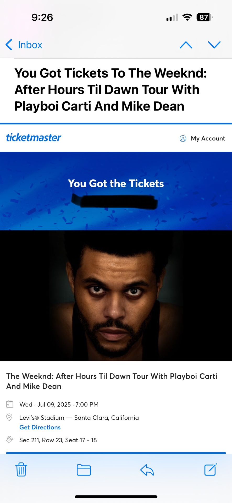 “The Weekend” tickets at Levi’s Stadium
