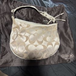 Classic Beige Coach Bag with Brown Dust Bag
