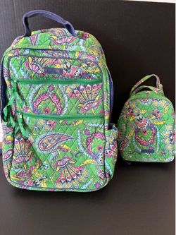Vera Bradley Go Wild Paisley Backpack with Matching Lunch Bag