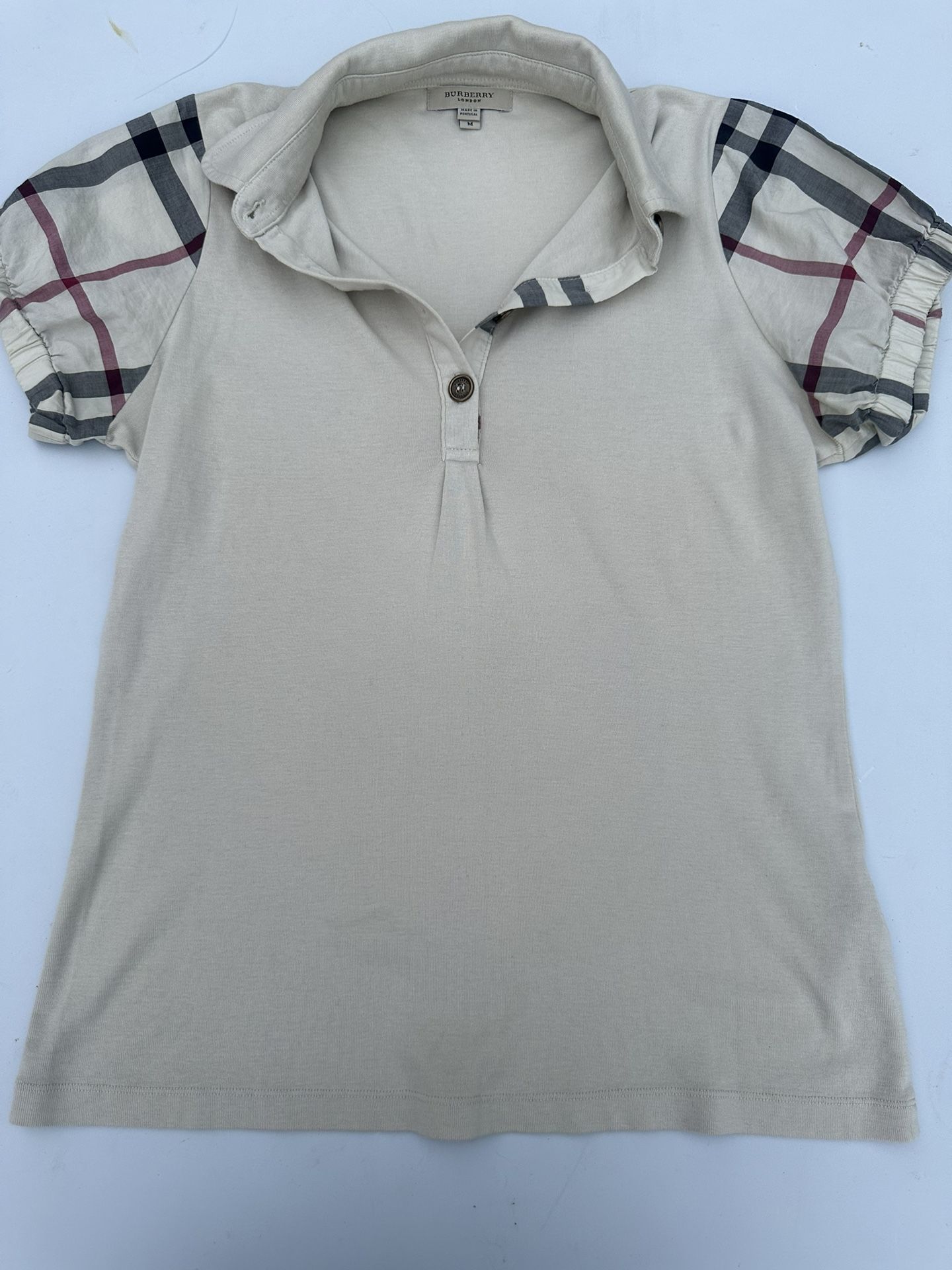 Burberry M Beige Polo with Pattern Sleeves