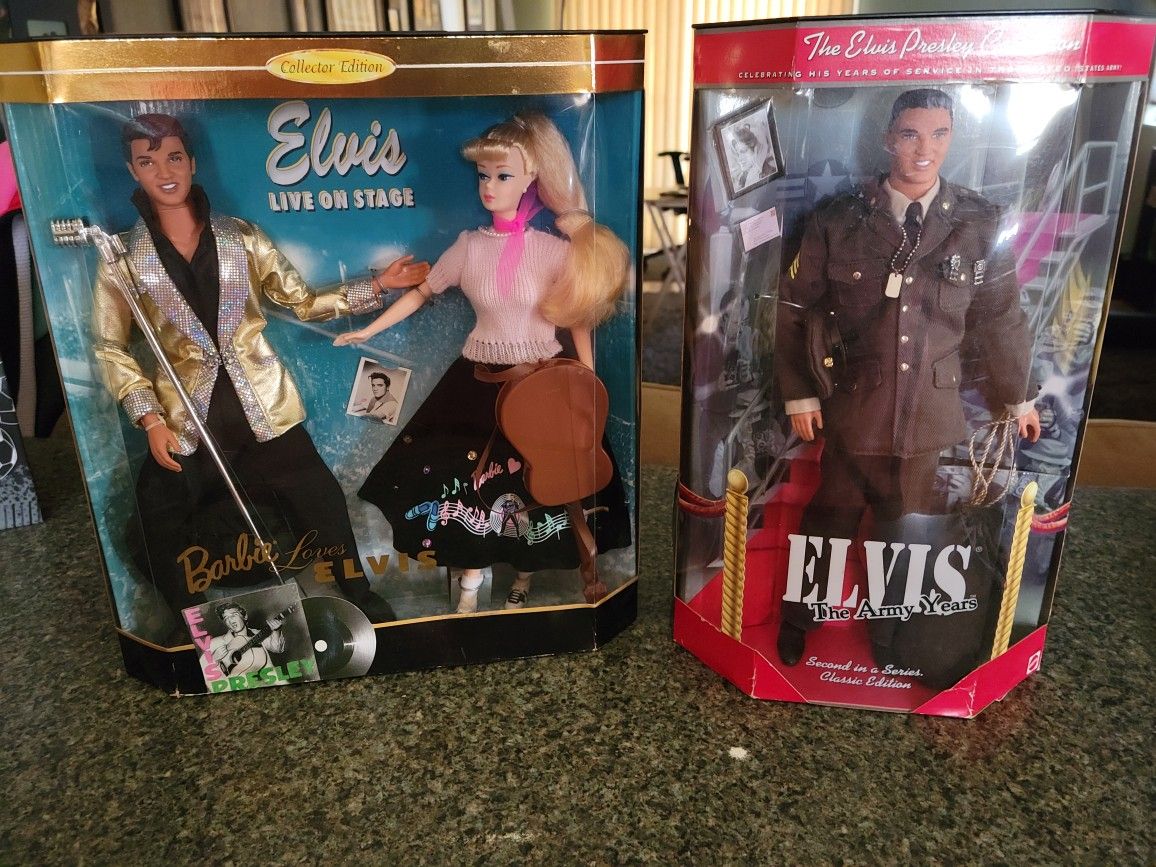 Elvis and Barbie Plus Elvis Army Doll 45 Year Anniversary 