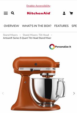 Kitchenaid 5qt tilt-head mixer, scorched orange