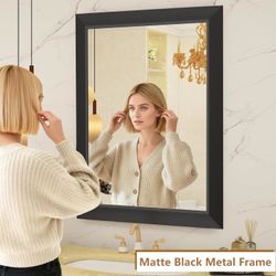 Matte Black Bathroom Mirror for Over Sink 48x 36 inch, Metal Thick Frame Rectangle Vanity Mirror for Wall, Anti-Rust, Horizontally or Vertically Mount
