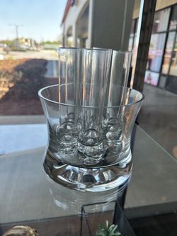 Clear Glass Shot Glass Set w Holder