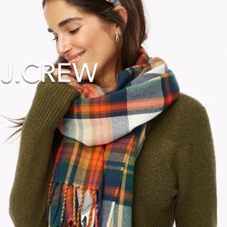 (NEW) WOMEN’S J.CREW FACTORY CLASSIC PLAID SCARF - SIZE: OS (ONE SIZE)