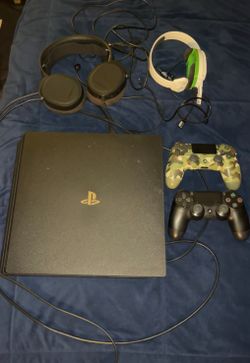 PS4 Pro With Two Controllers, Headsets, And Downloaded Games