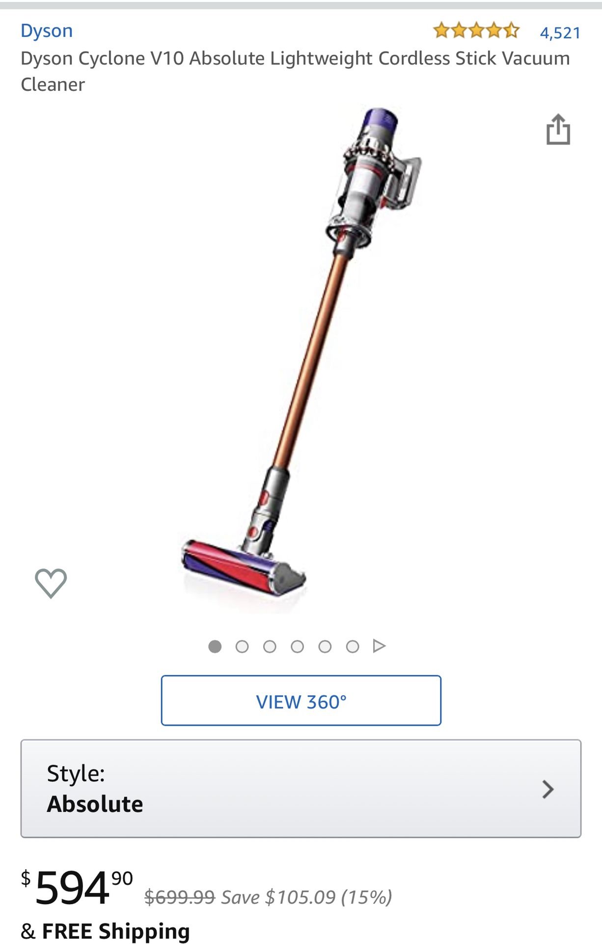 Dyson V10 Vacuum Cleaner & Stand