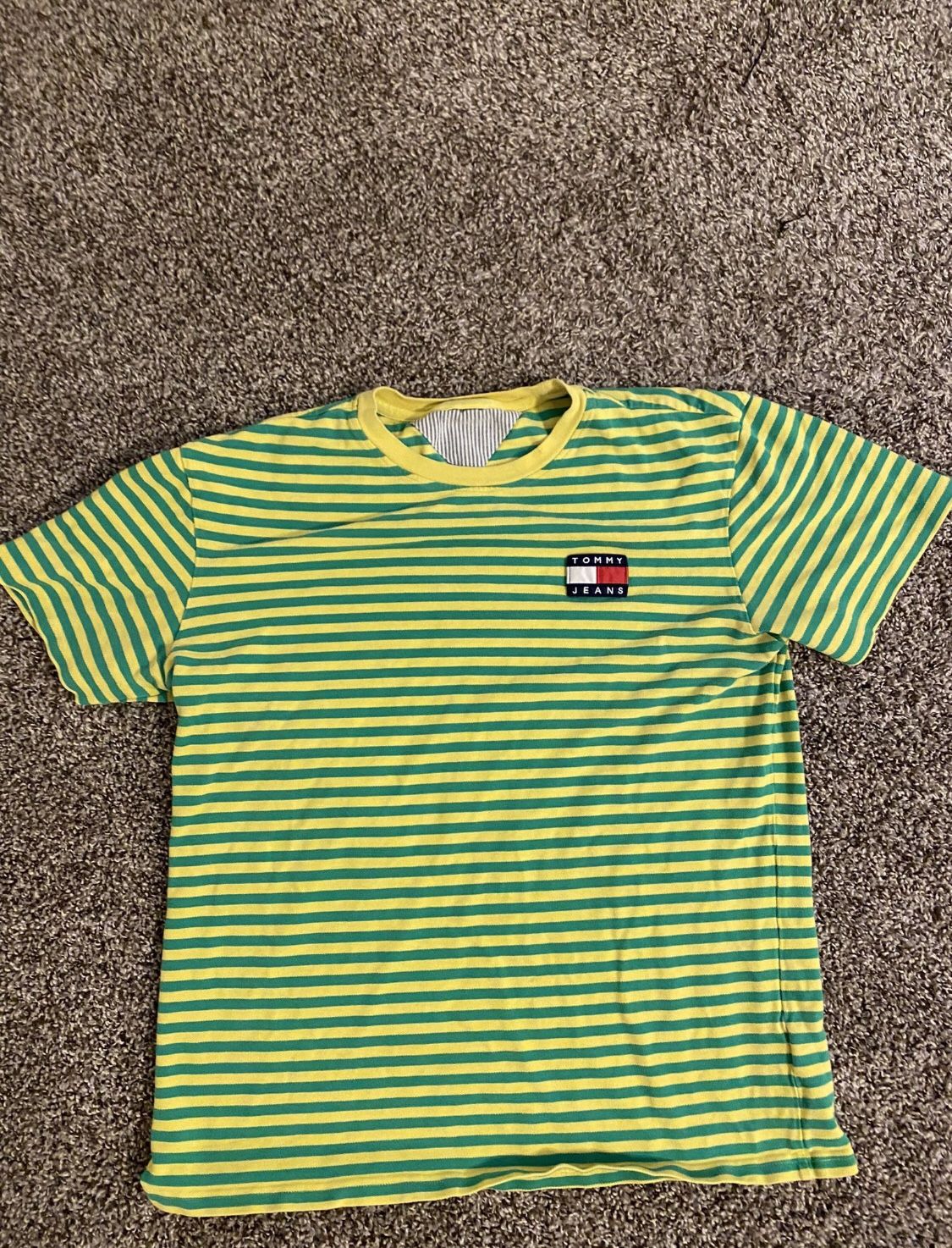 Tommy Yellow And Green Striped Shirt
