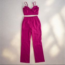 Gorgeous bow crop top & pant set size small