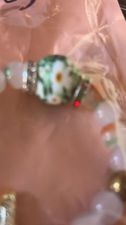 Beaded Bracelet with Floral Glass Bead