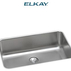 Elkay Lustertone Undermount Single Basin Stainless Steel Kitchen Sink with Basket Strainer