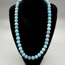 18” Beaded Constituted Blue Howelite 