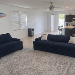 Modern Navy Blue Sofa & Loveseat Set – Clean, Stylish, Ready to Go