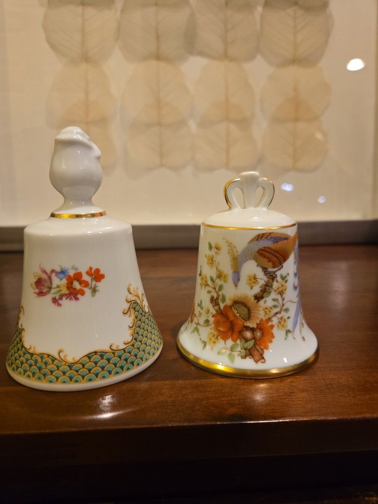 German Porcelain Bell Pair – Kaiser & Bareuther Bavaria (Danbury Mint Exclusives)