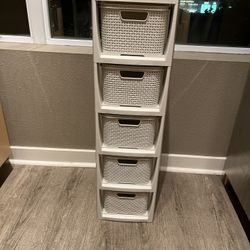 Home Essential Rattan-Design 5-Drawer Storage Unit – $20