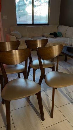 Set of 4 Mid-Century Modern Dining Chairs – Solid Wood