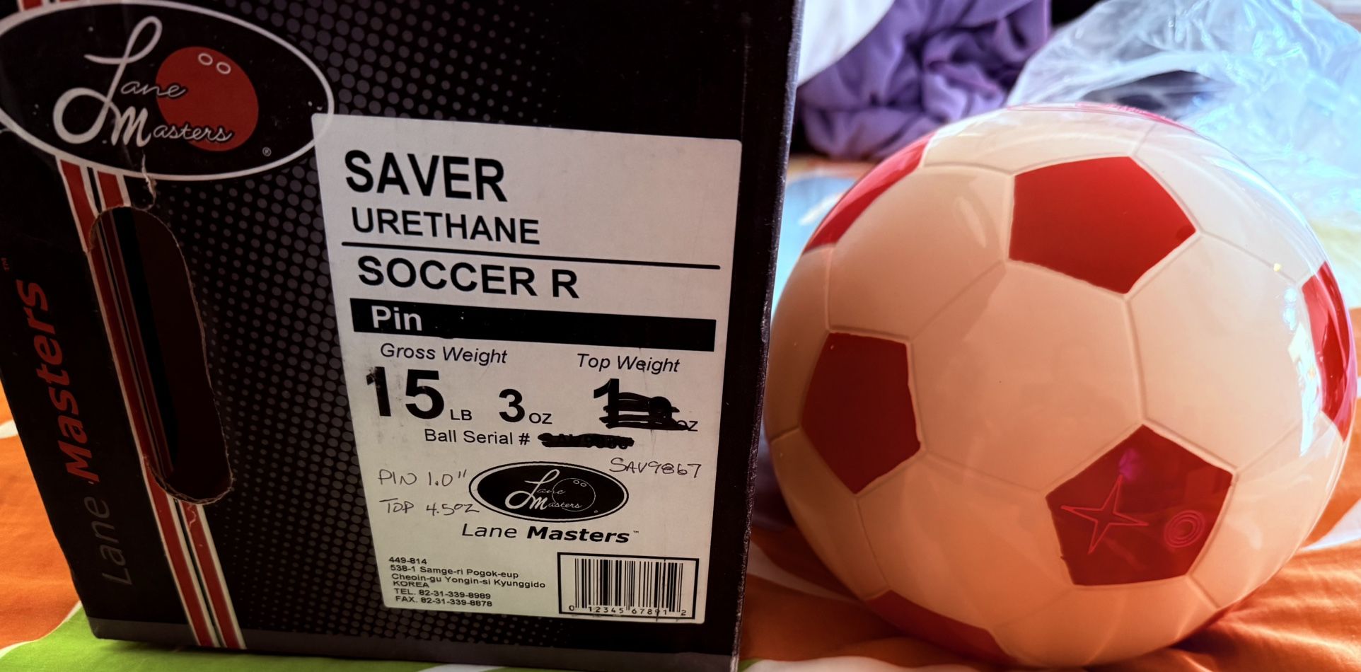 NIB Lane Masters/Swag Clear Urethane Soccer Bowling Ball