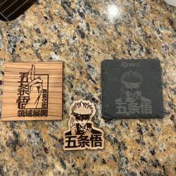 Custom Laser Engraved Anime Coasters , Magnets And More 