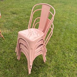 4 Pink Metal Chairs - MUST GO