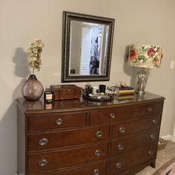 Heirloom Vintage Cherry Bow-Front Dresser & Matching Nightstand - Solid Wood, Dovetail Construction 