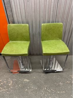 Lime Green Bar Stool with Chrome Base