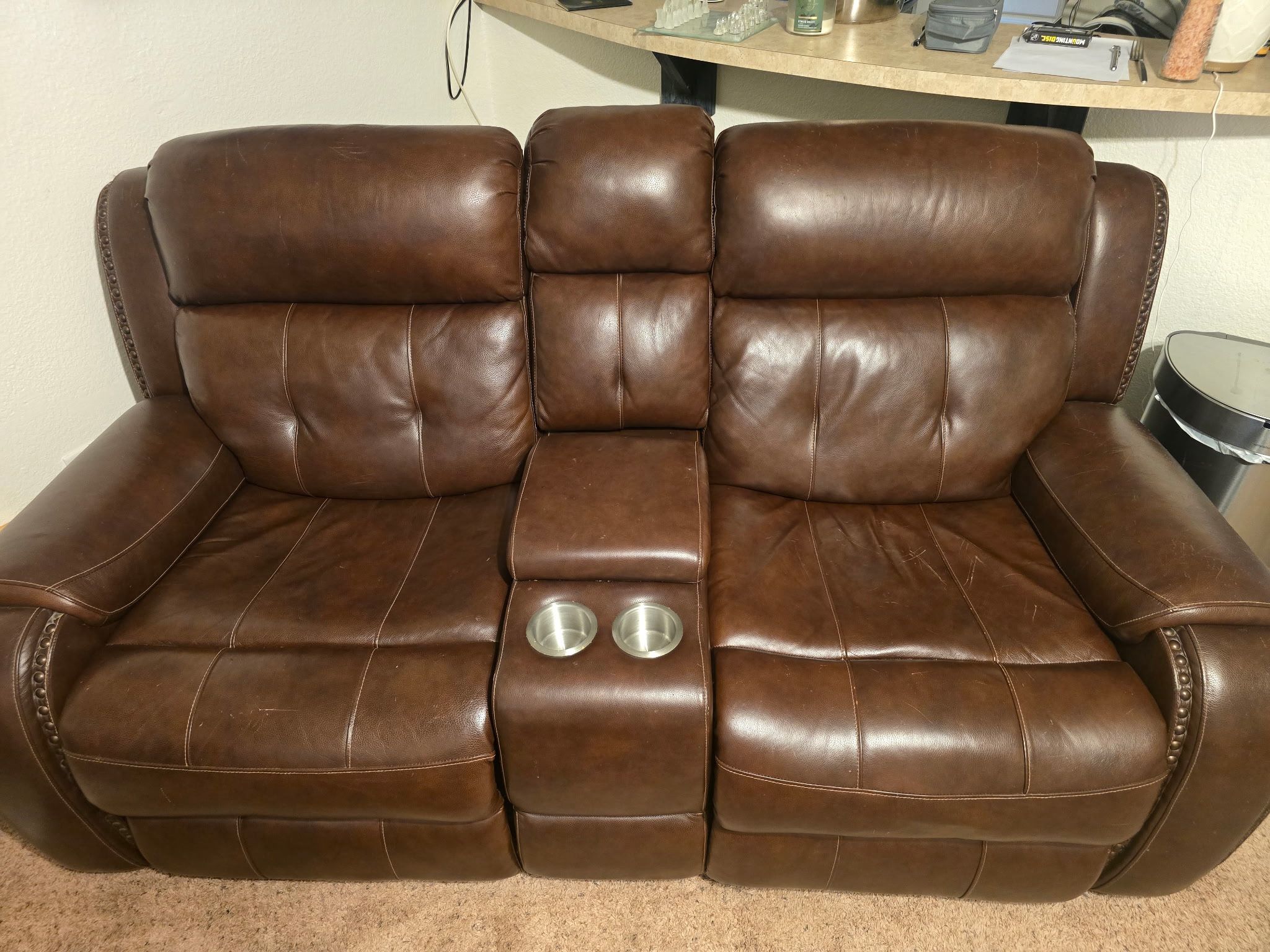 Electric Leather Divided Couch and Recliner