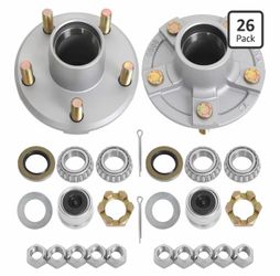 2Sets 2000LB Galvanized Trailer Idler Hub Kits 5 Bolt 4.5 Fit 1-1/16" Trailer Straight Spindle, L44649 Bearings 5×4.5 Trailer Axle Kit, Boat Trailer H