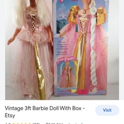 1997 Vintage Repunzel Barbie 3 Feet Tall