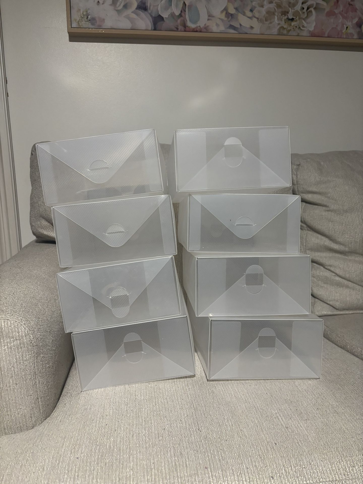 8 Plastic Reusable Shoe Boxes 