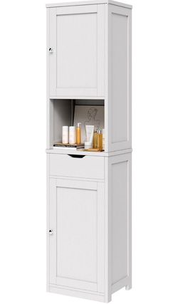 Tall Bathroom Storage Cabinet, 64”H Narrow Storage Unit for Small Spaces.