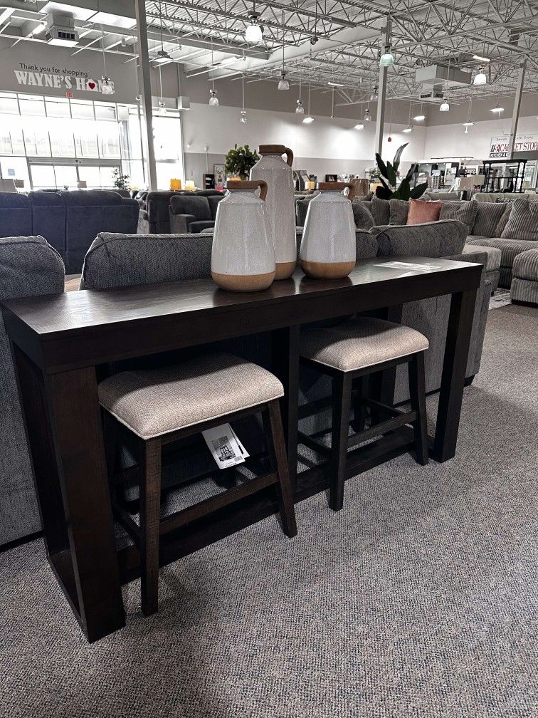 OM• $38 Initial • Brand New// Sofa Table$299//Stool $79
