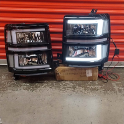 L-LED DRL+Sequential Signal For 2014-2015 Silverado 1500 Headlights Black/Clear