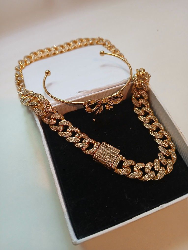 Gold Chain Lab Grown DIAMONDS solid Gold Braclet