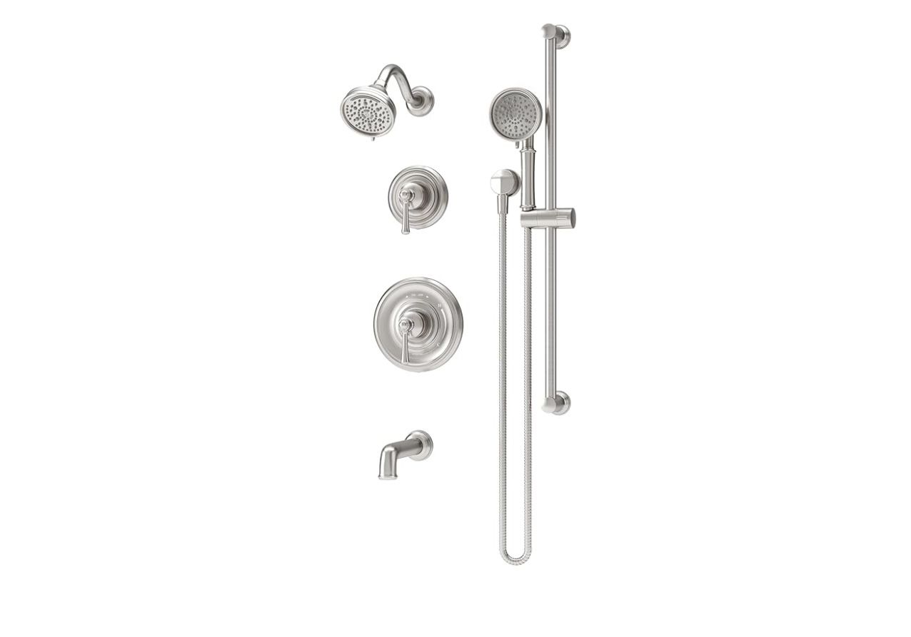 Braston HydroMersion Double Handle Tub and Shower Trim Kit with Hand Spray in Satin Nickel (Valve Not Included) - 5896STN15TRM