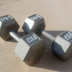 SET OF 40 LB. DUMBELLS