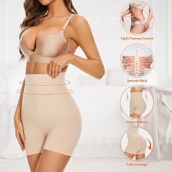 Womens Seamless Shaping Boyshorts Panties, High Waisted Shapewear for Women Tummy Control Shorts for Under Dresses