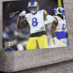 Los Angeles Rams Jared Verse #8 Autographed Signed 8X10 Photo Beckett COA