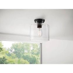Hampton Bay Westbrook 8 in. 1-Light Matte Black Flush Mount