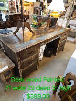 Rustic Painted Wood Executive Desk We are located at 2811 East Bell road. Another Time Around Furniture.