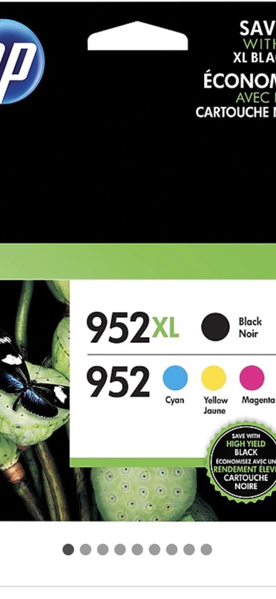 HP 952XL/952 Black High Yield, Cyan/Magenta/Yellow Standard Yield Ink Cartridges, 4/Pack (N9K28AN)